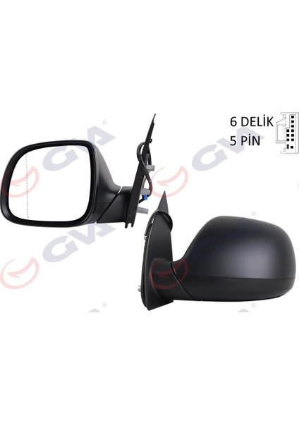 Dış Dikiz Aynası Sol Amarok 09 Elektrikli Isıtmalı Desenli Asferik 5 Fiş VM-6190EHAL