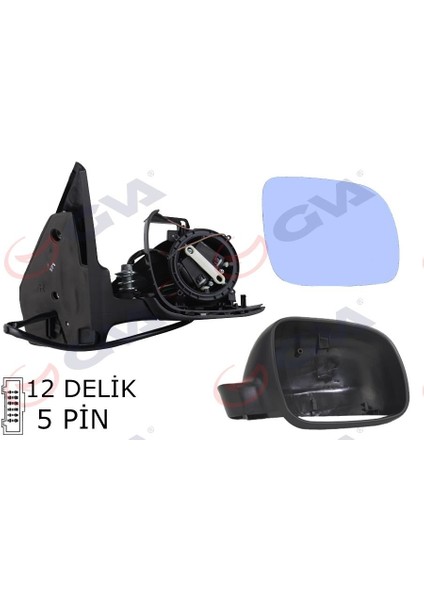 Dış Dikiz Aynası Sağ Golf-Bora 98 Elektrikli Isıtmalı Siyah Astarlı Mavi Cam Küçük Tip 5 Fiş VM-188R