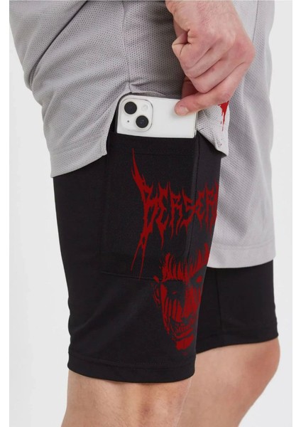 Unisex Baskılı Iç Cepli Sporcu Alt Taytlı Şort - Gri fırsatları