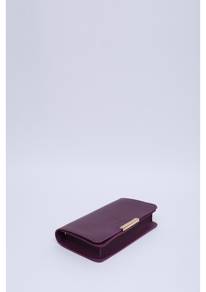 Mor SHK186 Suni Deri Tek Bölmeli Çıtçıtlı Zincir Askılı El , Kol ve Omuz Çantası