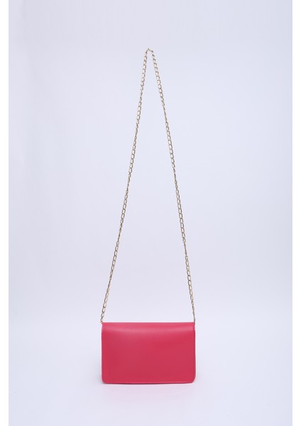 Fuşya SHK186 Suni Deri Tek Bölmeli Çıtçıtlı Zincir Askılı El , Kol ve Omuz Çantası fırsatları