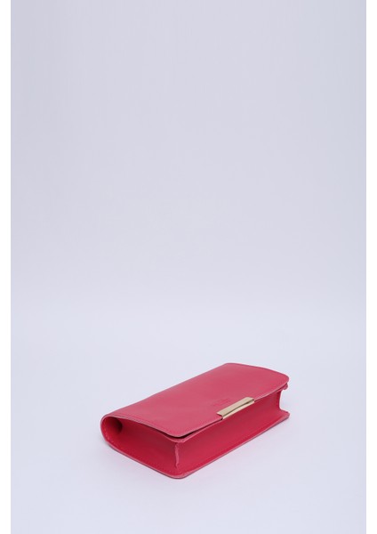 Fuşya SHK186 Suni Deri Tek Bölmeli Çıtçıtlı Zincir Askılı El , Kol ve Omuz Çantası