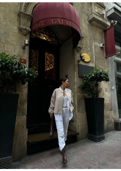 Kaşe Kaşmir Fermuarlı Ceket - Bej fiyatları