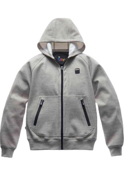 Blauer Easy Men Open Hoody Korumalı Motosiklet Montu Gri Kırmızı