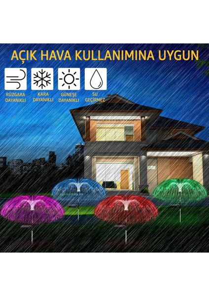 Rgb Bahçe Aydınlatması Direk Solar Aydınlatma Denizanası Güneş Enerjili Aydınlatma LED Işık 7 Renk 1 Adet fiyatları