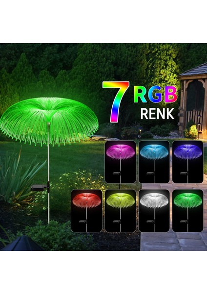 Rgb Bahçe Aydınlatması Direk Solar Aydınlatma Denizanası Güneş Enerjili Aydınlatma LED Işık 7 Renk 1 Adet modelleri