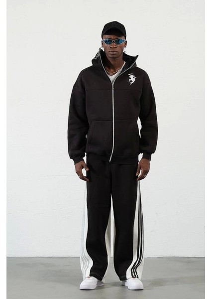 Samuray Zıp Fermuarlı Kapşonlu Hırka - Siyah modelleri