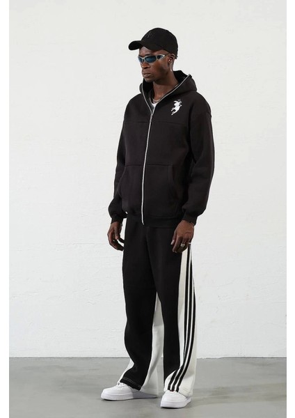 Samuray Zıp Fermuarlı Kapşonlu Hırka - Siyah fırsatları