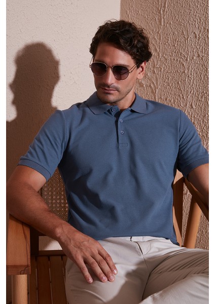 Pamuklu Regular Fit Düğmeli Polo Yaka T Shirt Erkek Polo Yaka T Shirt 5902127