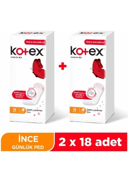 Günlük Ped Parfümlü Nefes Alan Yüzey ile 18 Adet 2'li Paket Sızıntı Önleyici