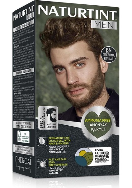 Men 6n Koyu Sarı Erkekler Için Doğal Saç Boyası 170ml