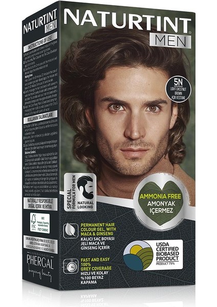Men 5n Açık Kestane Erkekler Için Doğal Saç Boyası 170ml