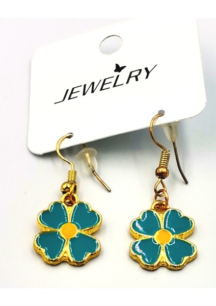 Renkli Kararmaz Papatya Figürlü Lüks Küpe