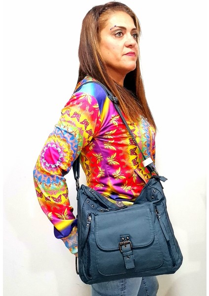 Ccs Lüks 16501 Blue Omuz Çantası