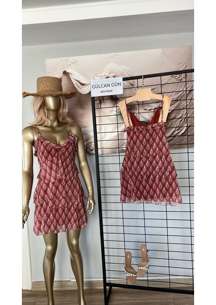 Askılı Tül Detaylı Kat Kat Elbise fiyatları