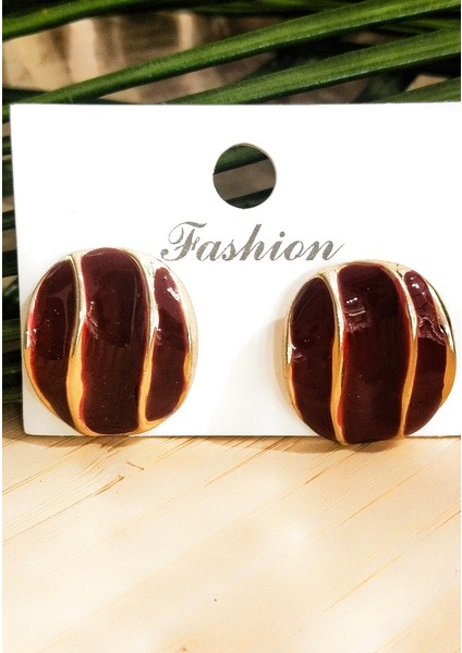 Bordo Lüks Figürlü Gösterişli Küpe