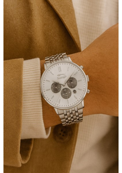 SL.09.1830.2.04 Erkek Kol Saati – Gümüş Çelik Kasa, Takvim & Dual Time Fonksiyonlu Quartz Saat fiyatları