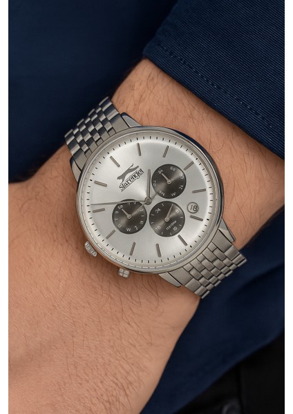 SL.09.1830.2.04 Erkek Kol Saati – Gümüş Çelik Kasa, Takvim & Dual Time Fonksiyonlu Quartz Saat modelleri