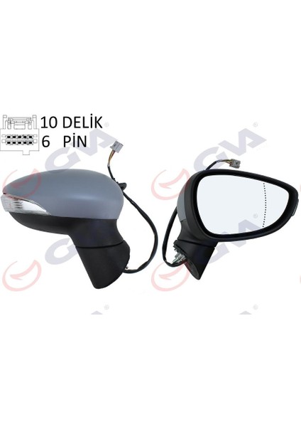 Dış Dikiz Aynası Sağ Fıesta 12 17 Elektrikli Isıtmalı Sinyalli Astarlı Asferik 6 Fiş VM-6326EHPAR