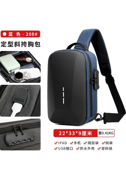 Iş Gezisi Büyük Kapasiteli Çok Fonksiyonlu Göğüs Çantası Erkek Moda Basit Askılı Çanta (Yurt Dışından)