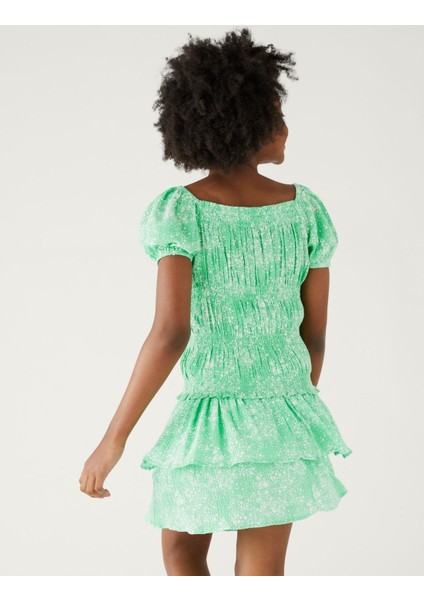 Çiçek Desenli Kısa Kollu Bluz (6-16 Yaş) modelleri