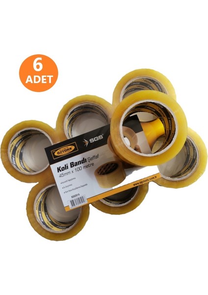 Koli Bandı Şeffaf 45MM*100MT Akrilik 6 Lı Paket