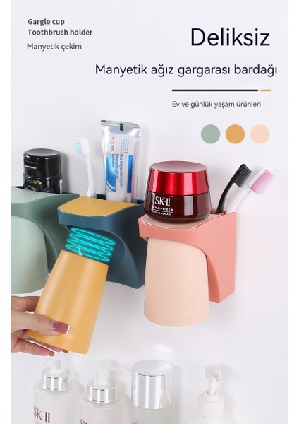 Deliksiz Duvara Monte Edilmiş Manyetik Emme Taşınabilir Gargara Sevimli Diş Fırçası Saklama Kabı (Yurt Dışından) indirimleri