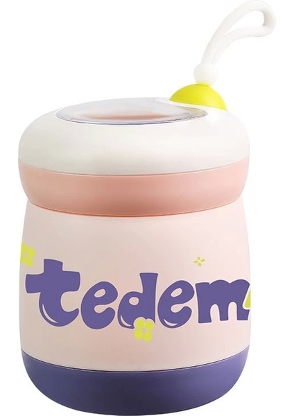 Paslanmaz Çelik Sızdırmaz Kaşıklı Saklama Kabı Beslenme Kabı 450 ml Pembe Ithal Ürün