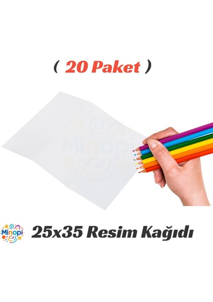20 Paket 25X35 Resim Kağıdı Paketi 10'lu Sulu Akrilik Guaj Boya Hobi Tasarım