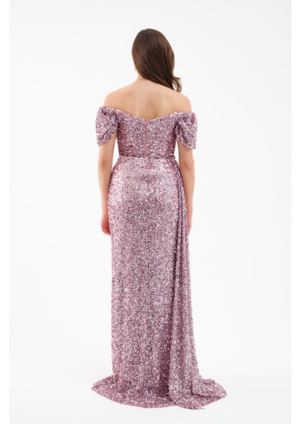 Kadın Pudra Pul Payet Işlemeli Uzun Abiye Elbise indirimleri