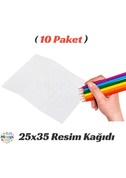 10 Paket 25X35 Resim Kağıdı Paketi 10'lu Sulu Akrilik Guaj Boya Hobi Tasarım