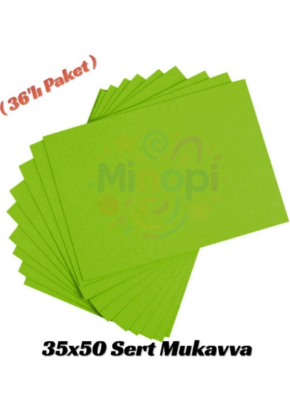 Yeşil Renkli Mukavva 36 Adet 35X50 cm Sert Karton Mukavva