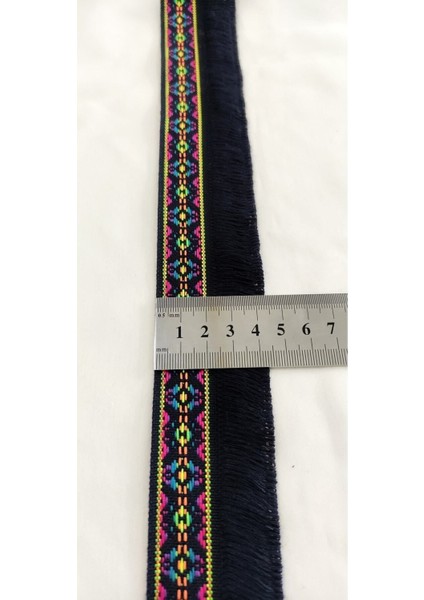 Renkli Etnik Desenli Lacivert Püskül Saçak modelleri