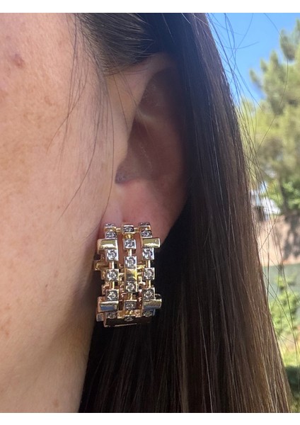 Özel Seri 3 Sıra Taşlı Halka Küpe fiyatları