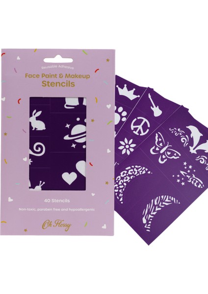 Yapışkanlı ve Tekrar Kullanılabilen Yüz Boyama ve Makyaj Kalıbı/ Purple