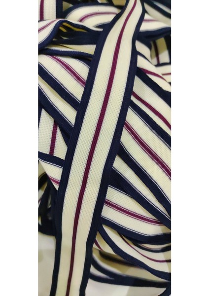 Ekru Lacivert Tiktak Şerit