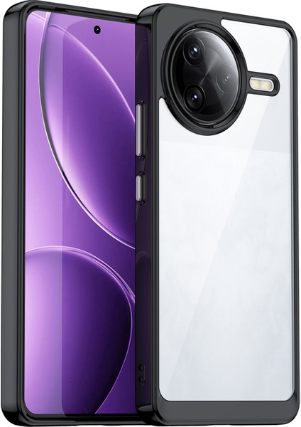 Xiaomi Poco F7 Ultra 5g/redmi K80 Pro 5g Kılıf Tpu+Akrilik Koruyucu Şeffaf Telefon Kılıfı-Siyah (Yurt Dışından)
