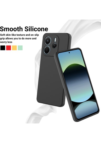 Xiaomi Redmi Note 14 4g Sıvı Silikon Kılıf Telefon Arka Kapağı El Kayışı Ile-Siyah (Yurt Dışından) modelleri