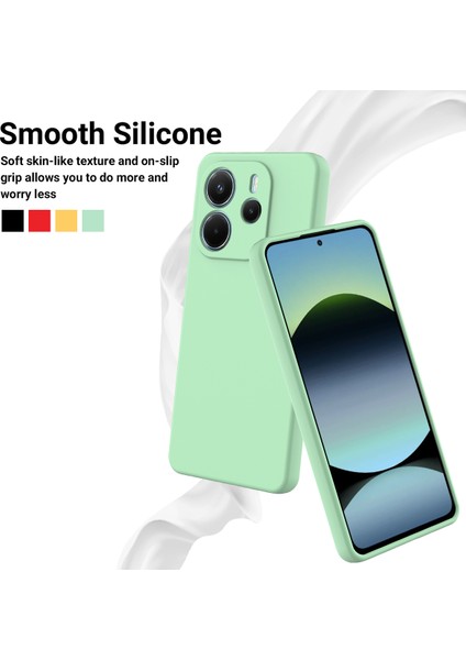 Xiaomi Redmi Note 14 4g Sıvı Silikon Kılıf Telefon Arka Kapağı El Kayışı Ile-Yeşil (Yurt Dışından) modelleri