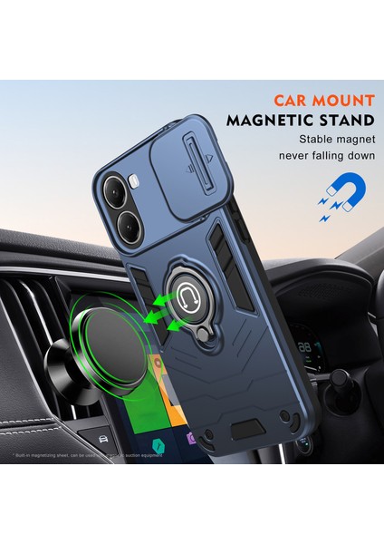 Xiaomi Poco X7 Pro 5g/redmi Turbo 4 5g Kılıf Sürgülü Camshield Kickstand Pc+Tpu Telefon Kılıfı-Mavi (Yurt Dışından) modelleri