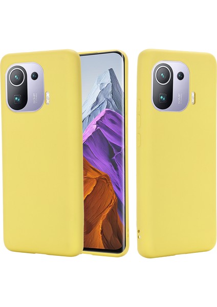 Xiaomi Mi 11 Pro-Sarı Için El Kayışlı Yumuşak Sıvı Silikon Telefon Kılıfı (Yurt Dışından) modelleri