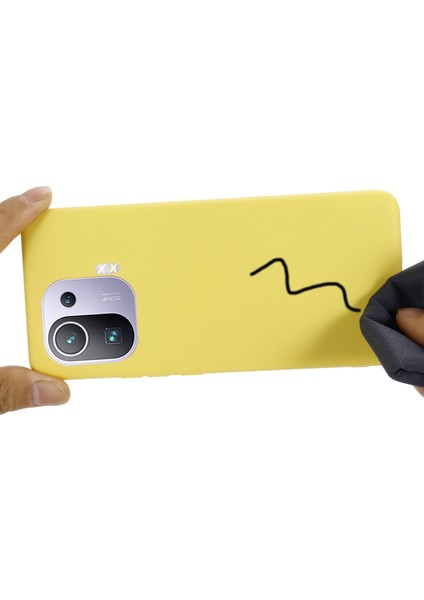 Xiaomi Mi 11 Pro-Sarı Için El Kayışlı Yumuşak Sıvı Silikon Telefon Kılıfı (Yurt Dışından) indirimleri