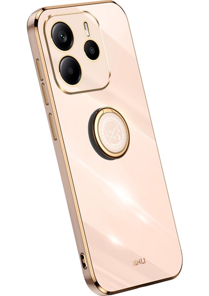 Xınlı Xiaomi Redmi Note 14 5g Kılıf Halka Kickstand Galvanik Tpu Telefon Kılıfı-Pembe (Yurt Dışından)