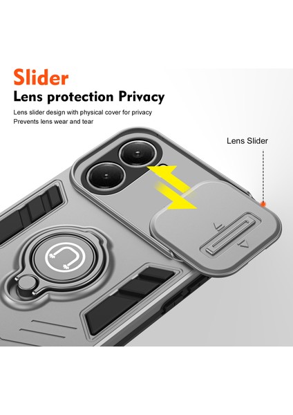 Xiaomi Poco X7 Pro 5g/redmi Turbo 4 5g Kılıf Sürgülü Camshield Kickstand Pc+Tpu Telefon Kılıfı-Gri (Yurt Dışından) fiyatları