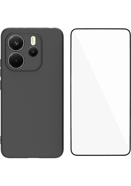 Xiaomi Redmi Note 14 4g Tpu Kılıf Wanlonfeng Ms Serisi Temperli Camlı Mat Arka Kapak-Siyah (Yurt Dışından)