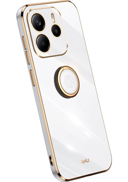 Xınlı Xiaomi Redmi Note 14 5g Kılıf Halka Kickstand Elektrokaplama Tpu Telefon Kılıfı-Beyaz (Yurt Dışından)