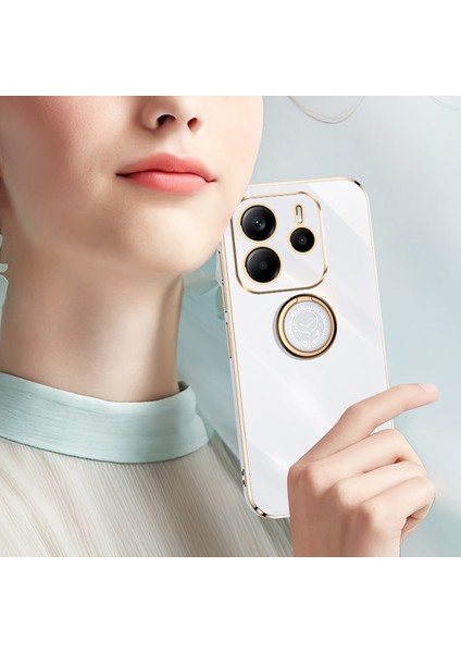 Xınlı Xiaomi Redmi Note 14 5g Kılıf Halka Kickstand Elektrokaplama Tpu Telefon Kılıfı-Camgöbeği (Yurt Dışından) modelleri