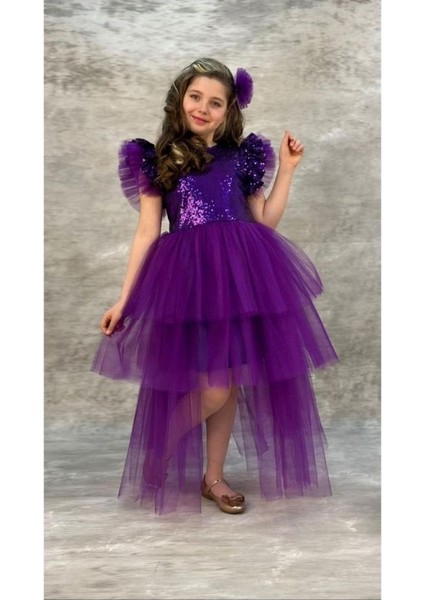 Pul Payet Kuyruklu Çocuk Abiye Elbise