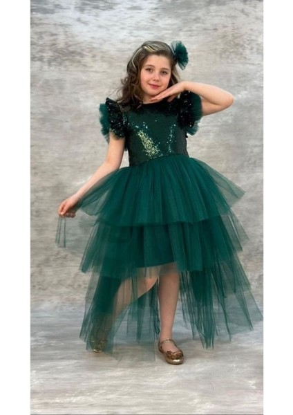 Pul Payet Kuyruklu Çocuk Abiye Elbise