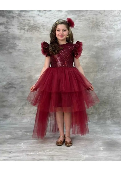 Pul Payet Kuyruklu Çocuk Abiye Elbise